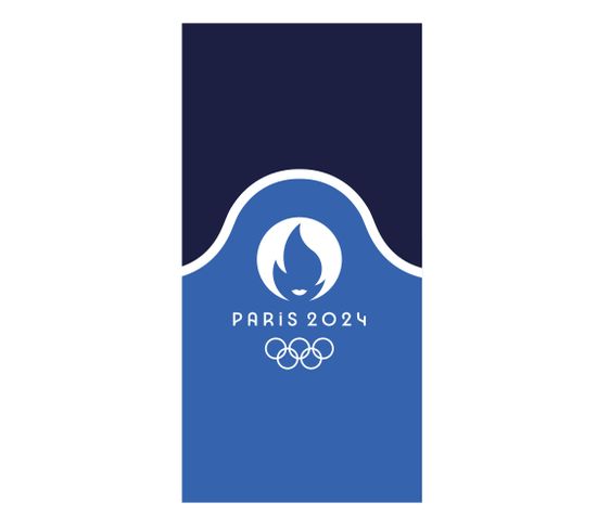 Drap De Plage Imprimé 100% Coton, Paris 2024 Jeux Olympiques Premium Marine 75x150cm