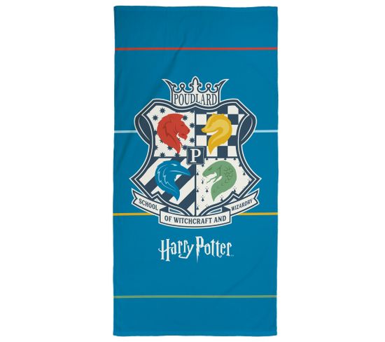Drap De Plage Imprimé 100% Coton, Harry Potter Armoiries 75x150cm