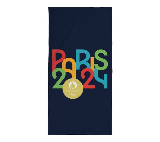 Drap De Plage Imprimé 100% Coton, Paris 2024 Jeux Olympiques Arches 75x150cm