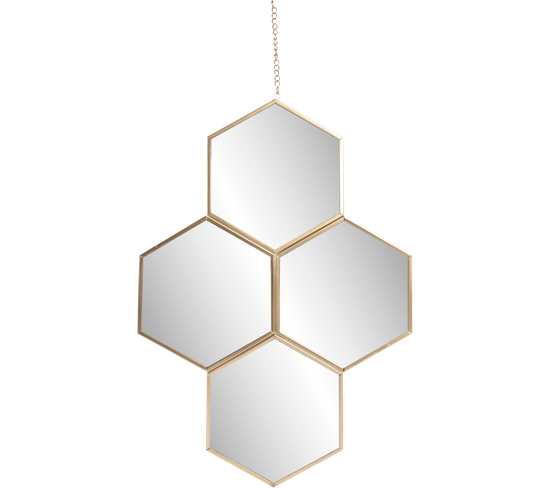 Miroir Hexagones En Métal 30x45 Cm