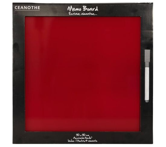 Mémo Board Face Magnétique Verre Rouge 50x50 Cm