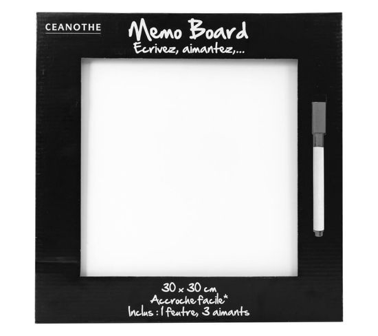 Mémo Board Face Magnétique Verre Blanc 30x30 Cm
