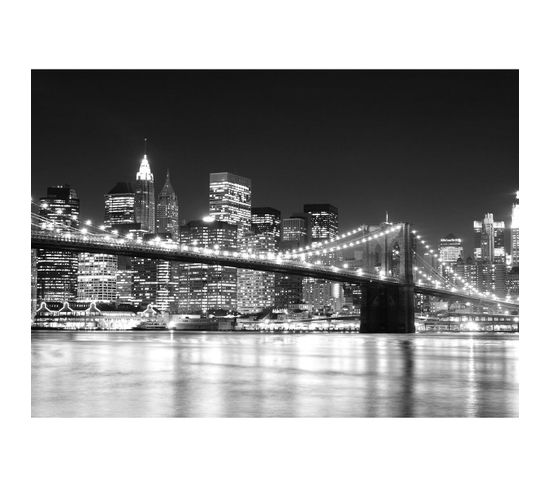 Tableau Sur Toile Brooklyn Bridge De Nuit 100x140 Cm