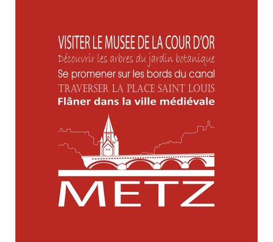 Tableau Sur Toile Metz Rouge 30x30 Cm