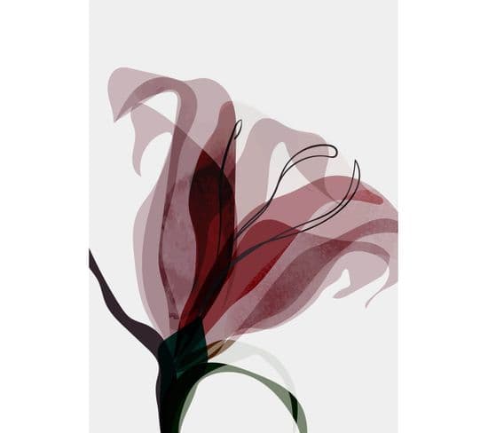 Tableau Sur Verre Synthétique Fleur Abstraite 65x97 Cm