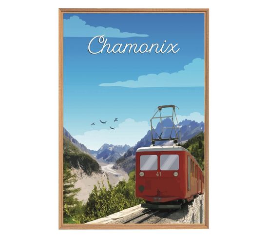 Tableau Mural Encadré Train Du Montenvers Chamonix 65x97 Cm
