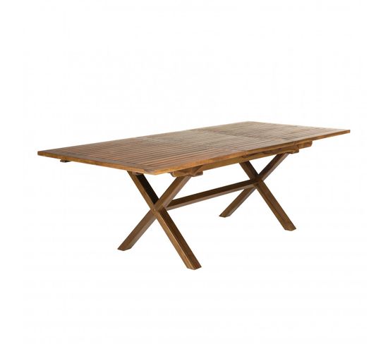 Hanna - Table De Jardin 8/10 Personnes - Rectangulaire Pieds Croisés Extensible 180/240x100cm En Bo