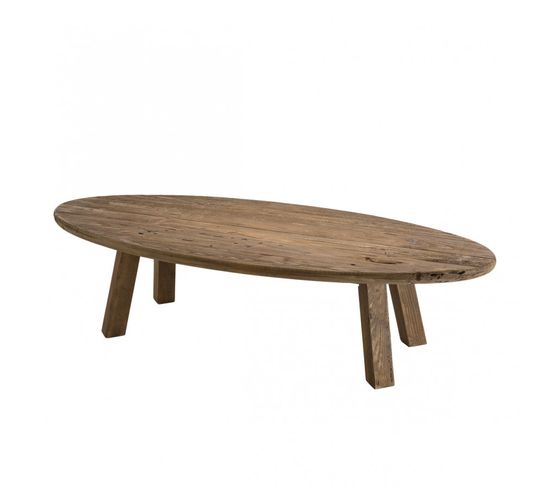 Andrian - Table Basse Ovale Marron Bois Pin Recyclé