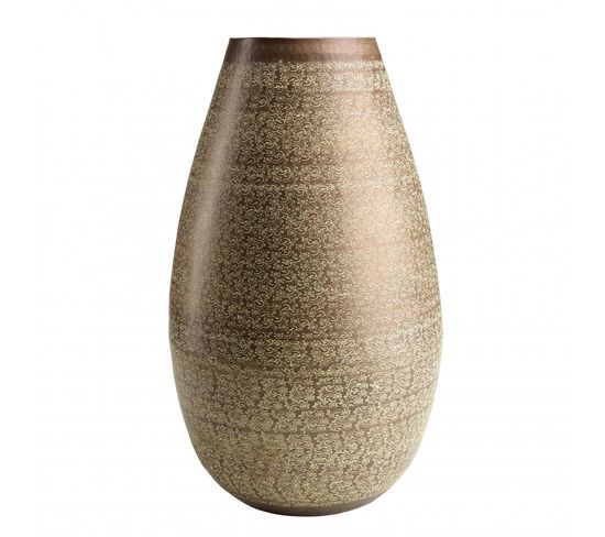 Honore - Vase Alu L40cm H70cm Vert Vieilli Motifs Arabesques Fleuris