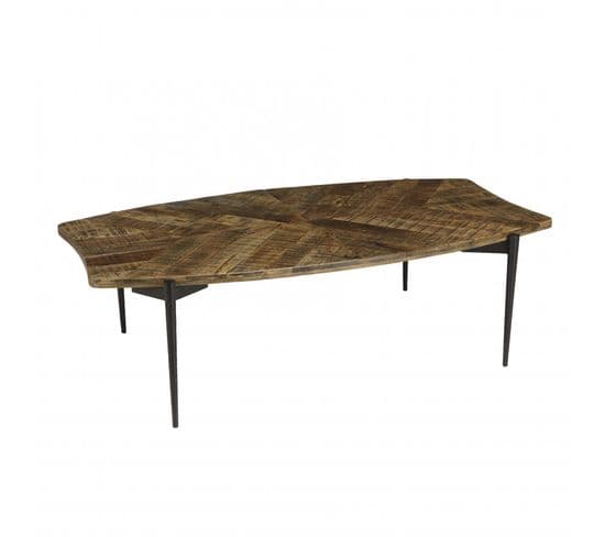 Kiara - Table Basse Bords Concaves 135x75cm En Bois Recyclé