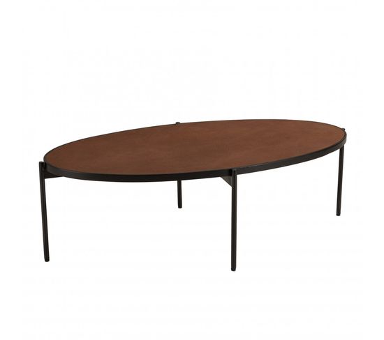 Basile - Table Basse Ovale 131x65cm Couleur Rouille Effet Pierre