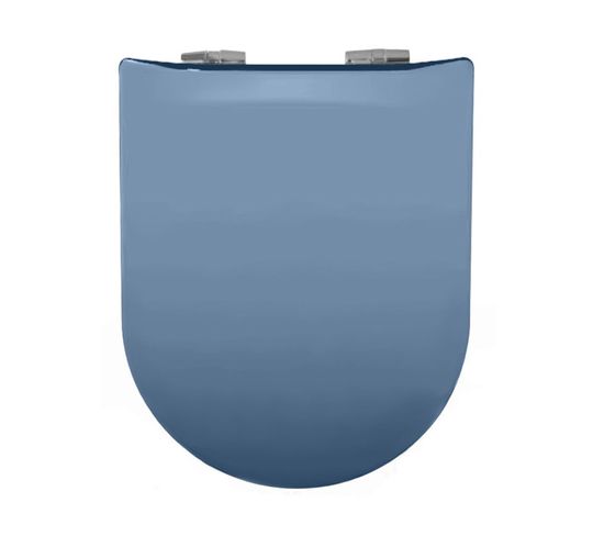 Abattant Uni Wood Slim Double Avec Descente Assistée - 36.5x48 Cm - Bleu Azur