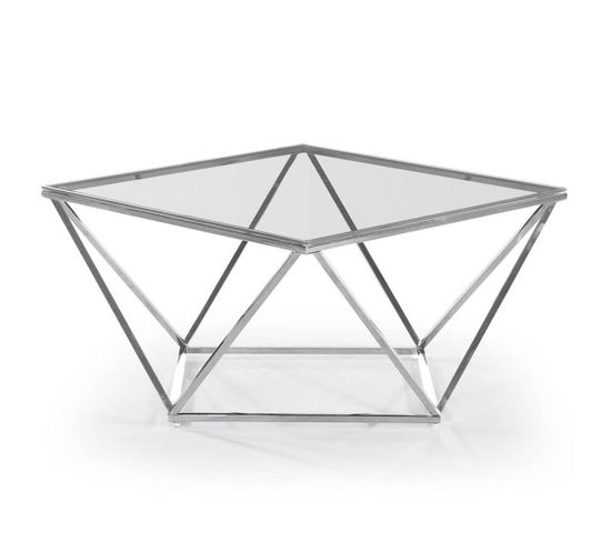 Table Basse Design En Verre "luna" 80cm Argent