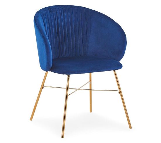 Chaise Design En Velours "kanye" 80cm Bleu