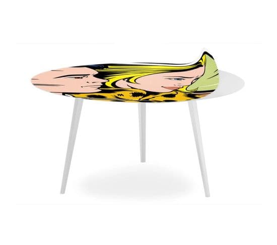 Table Basse 1 Cover "fast Car" 90cm Blanc