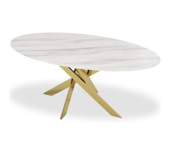Table De Repas Design "octavo" 180cm Blanc Et Or