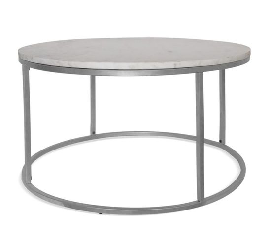 Table Basse Design "germain" 70cm Argent Et Blanc