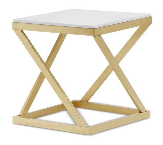 Table D'appoint Design "palamo" 57cm Or et Blanc