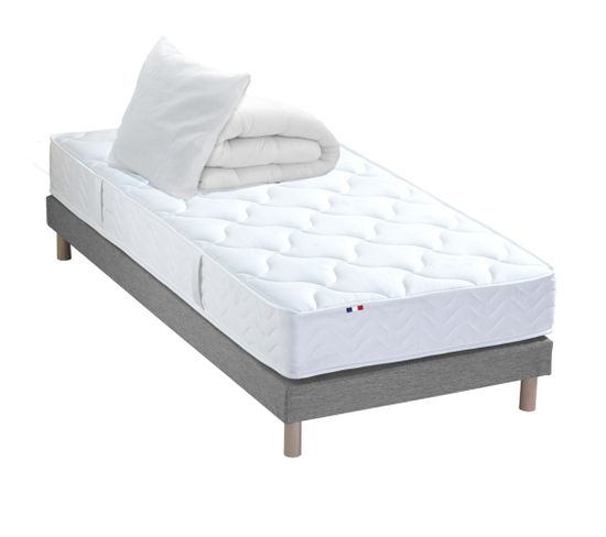 Pack Astre Matelas Ressorts + Sommier + Couette + Oreillers 90x190cm