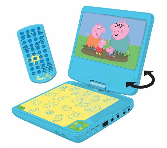 Lecteur Dvd Portable Avec Écran Rotatif 7"et Port USB, Écouteurs Peppa Pig