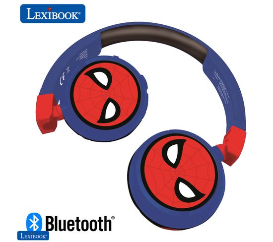 Casque 2 En 1 Bluetooth® Et Filaire, Pliable Pour Enfants Avec Limitation De Son - Spider-man