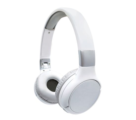 Casque 2 En 1 Bluetooth® Et Filaire Confortable Et Pliable – Blanc/argenté