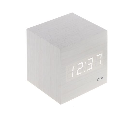 Thermomètre Cube Finition Effet Bois Blanc Cérusé