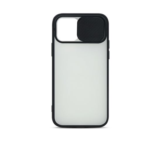 Coque Rigide Avec Cache Caméra Pour iPhone 12/12 Pro - Semi-transparente/noire