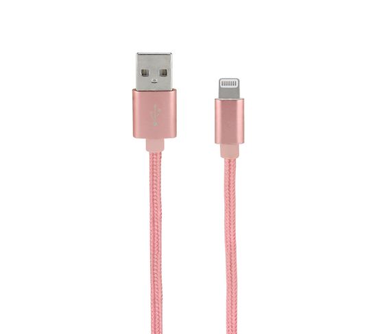 Câble Mfi / Usb-a Nylon Pour iPhone iPad 1 M - Rose Or