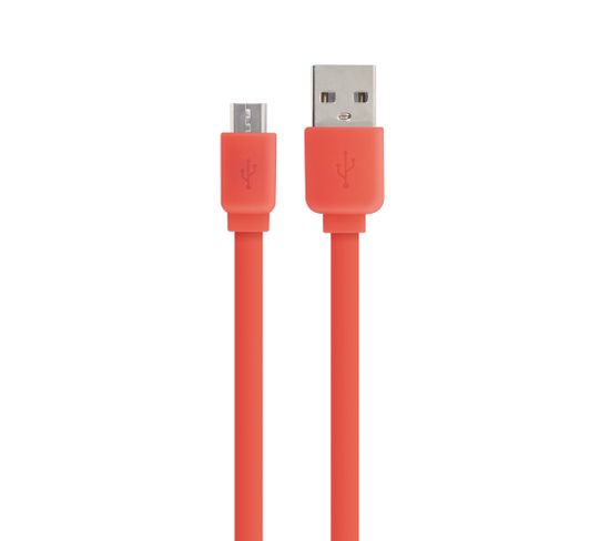 Câble Micro Usb /usb-a Plat  1 M - Rouge Corail