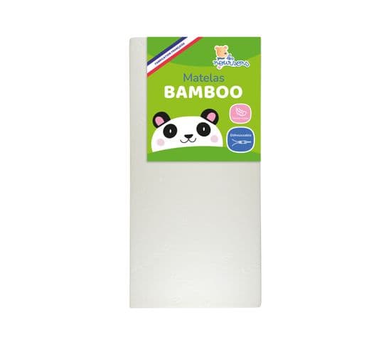 Matelas Bébé Bamboo - 60x120 Cm - Doux Et Absorbant - Déhoussable - Sans Traitement Chimique