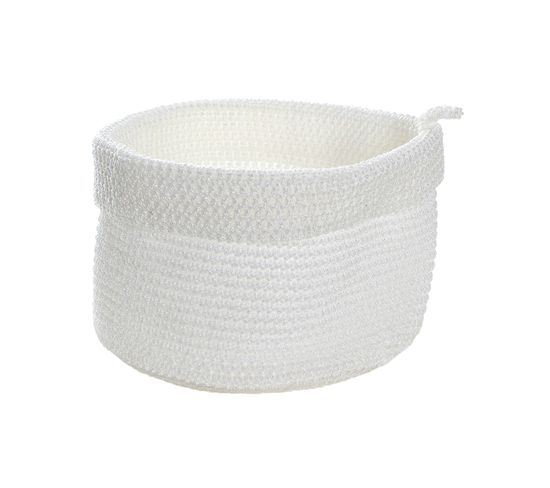 Panier Rond Maille Crochet Blanc H17cm X L20cm X L20cm