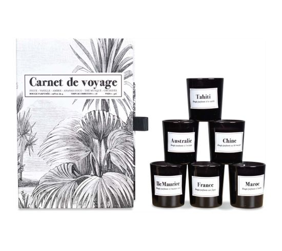 Coffret 6 Bougies Parfumées Carnet De Voyage Mini