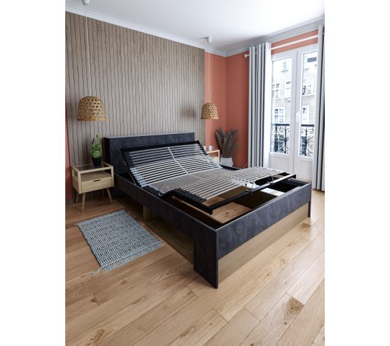 Sommier relaxation 140x190 cm DREAMEA S50 gris anthracite