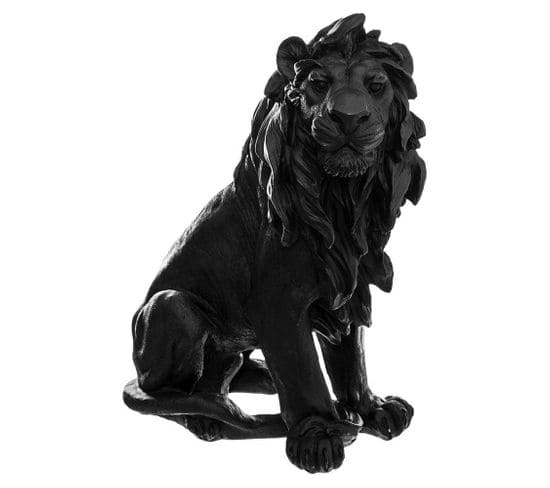 Sculpture Lion En Résine H31 Noir