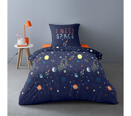 Housse De Couette 140x200 I Need Space+ Taie 100% Coton 52 Fils