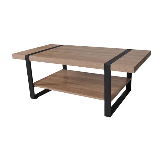 Table Basse Sintra 120x60cm / Décor Chêne Blanchi Et Métal Noir