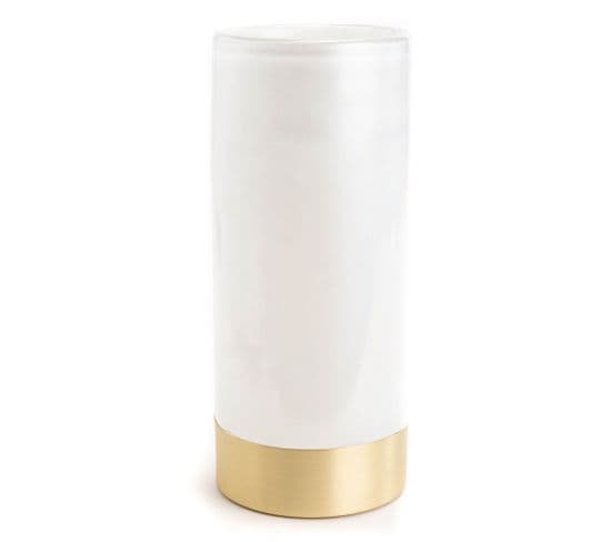 Vase Venise Hauteur 27.5 Cm Blanc Et Or