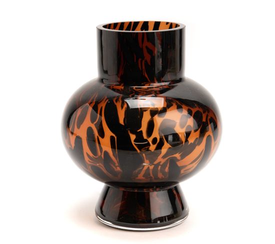 Vase Marron Moucheté Noir 18 Cm