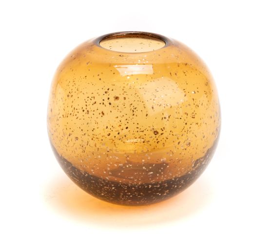 Vase Boule Paillette Ambre 15 Cm