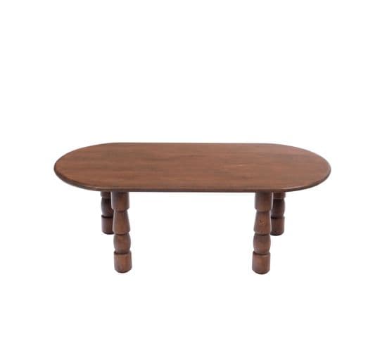 Table Basse Ovale En Bois Style Ethnique L115 - Rundu