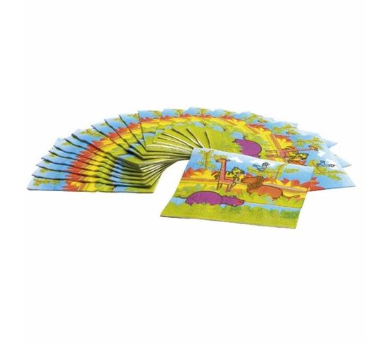Lot De 20 Serviettes En Papier "jungle" 33x33cm Multicolore
