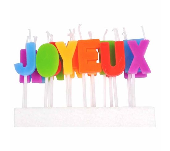 Lot De 18 Bougies "joyeux Anniversaire" 17cm Multicolore