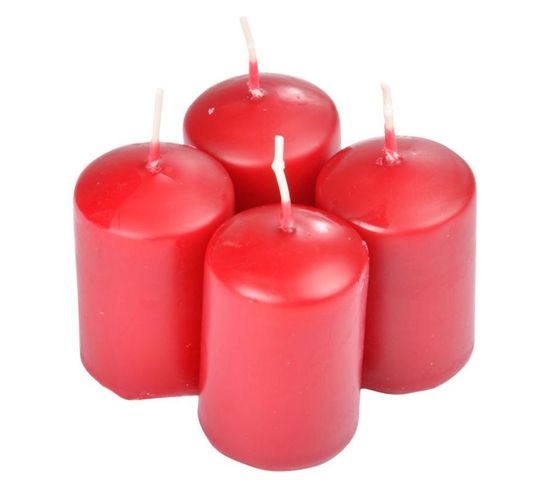 Lot De 4 Bougies Parfumées "essentiel" 6cm Fruits Rouges