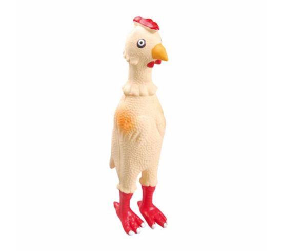 Jouet Pour Chien "poulet" 23cm Écru et Rouge