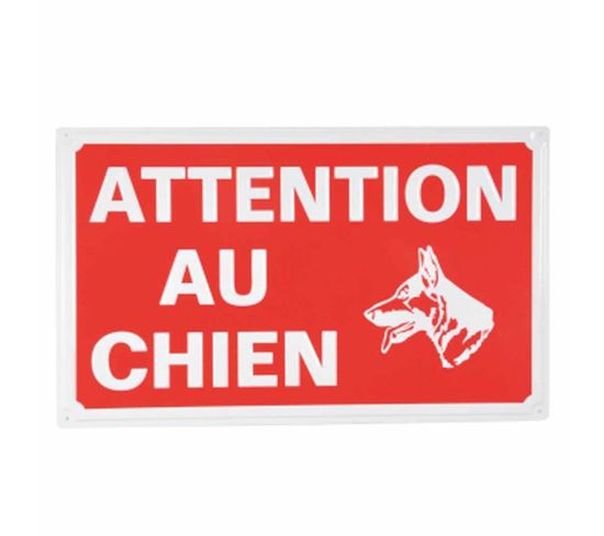 Plaque Décorative "attention Au Chien" 33cm Rouge