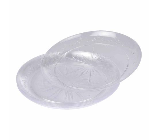 Lot De 6 Assiettes En Plastique Réutilisable "lilia" 25cm Transparent