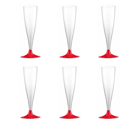 Lot De 6 Flûtes À Champagne Réutilisable "plastique" 14cl Rouge