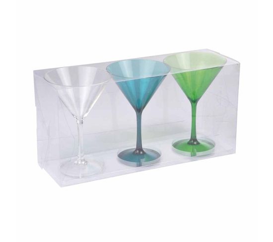 Lot De 3 Verres à Cocktail "acrylique" 16cm Vert