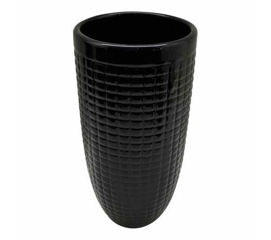 Vase Déco En Céramique "quadri" 27cm Noir